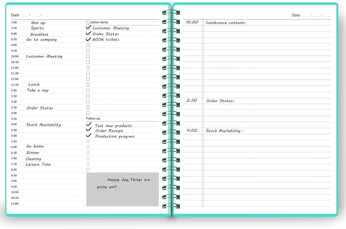 Undated Daily Planner - Undated Planner with Hourly Schedules, Action Items and Follow-up, A4 Daily Organizer Notebook to Increase Productivity, Appointment Book for Time Management, 8.5 × 11 Inch