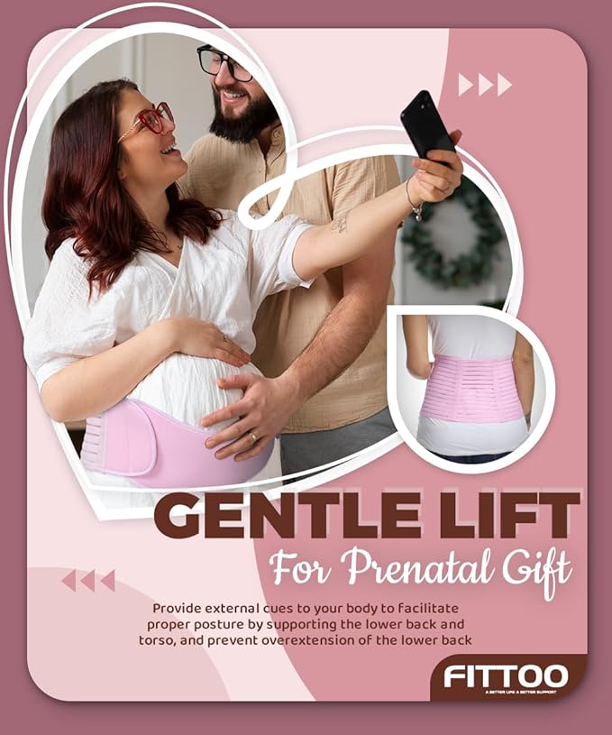 FITTOO Maternity Belt Back Support Belly Band Pregnancy Belt Support Brace Abdominal Binder Waist Support White XL