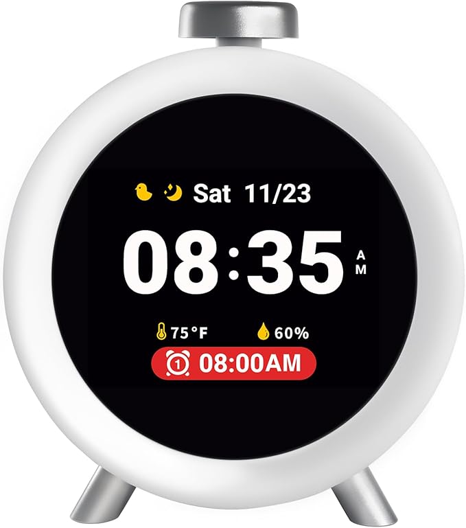 Dekala ChronoSense Alarm Clock for Bedroom Temperature Humidity, 7-Day Programmable 4 Alarms, 100dB Loud Gradual Alarm Clock Heavy Sleeper, IPS Screen Animation, Hourly Chime