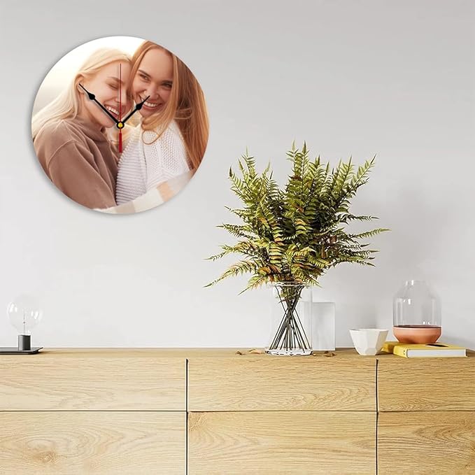 Generic Custom Clocks for Walls Personalized Clocks with Picture Silent Non Ticking Round Decoration for Kitchen Wedding Friend Family Lover, 12inch-30cm