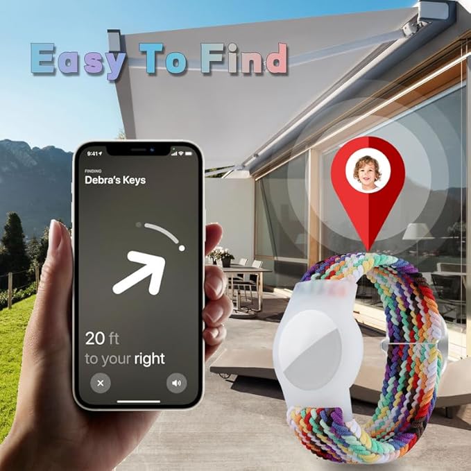 2 Pack Kids Bracelet Compatible with AirTag, GPS Kid Tracker Holder Braided Wristband for Apple Air Tag, 2022 Upgraded Nylon Adjustable Anti Lost Airtag Watch Band for Kids Children Elders