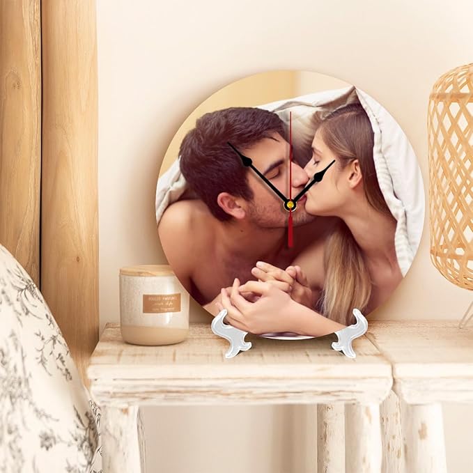 Generic Custom Clocks for Walls Personalized Clocks with Picture That PVC Customized Round Silent Clock for Living Room Wedding Friend Family Lover, 12inch-30cm