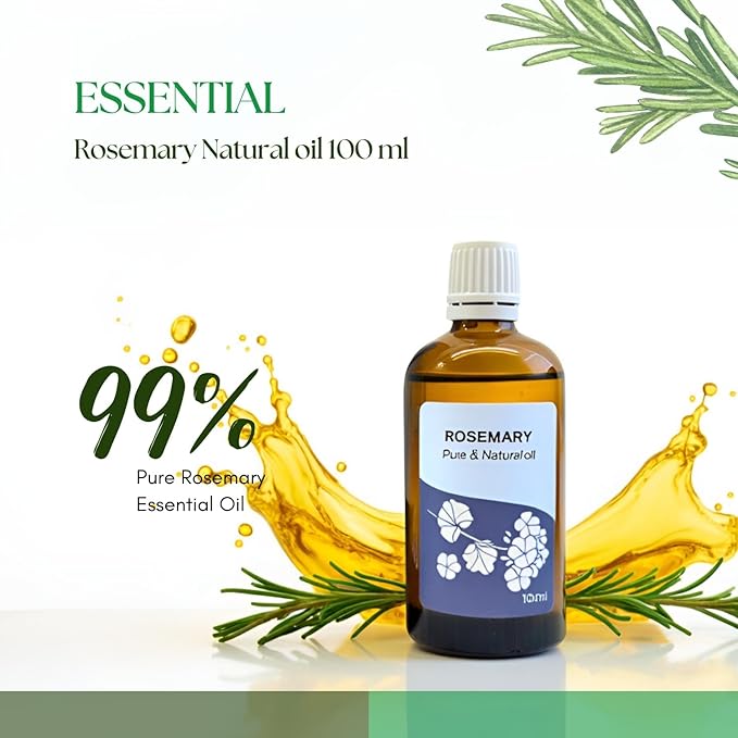 Roots & Above Pure Natural Rosemary Essential Oil 3.38 fl oz/100 ml for Diffuser, Face, Skin Care, Hair, Aroma, Massage, Candle & Soap Making Fragrance DIY use