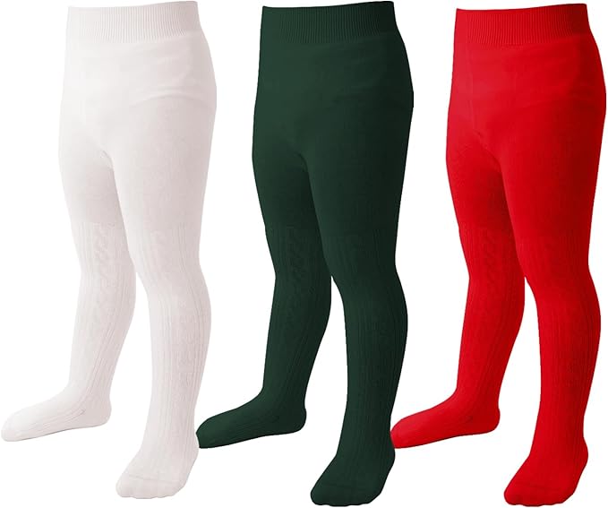 Marchare Baby Girls Tights Thick Solid Cable Knit Leggings Winter Warm Stockings For Toddler Girls 1/2/3/4/5 Pack