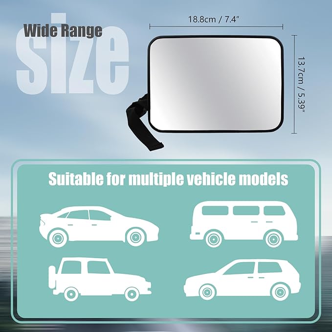 Baby Car Mirror, Universal Fit, Headrest Mount, Shatterproof, Stable, Easy Install, Compatible with Most Cars & SUVs