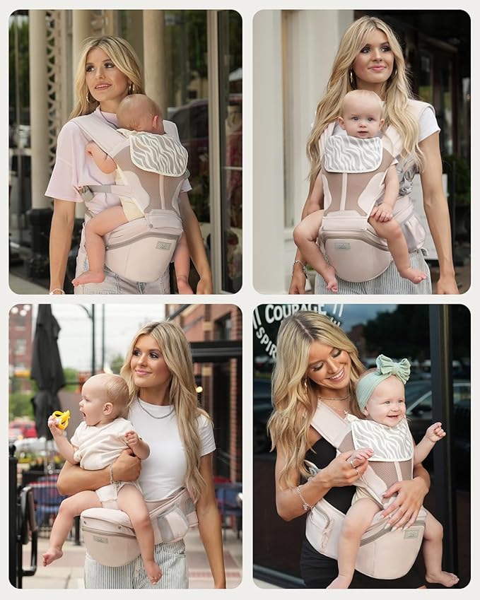 Baby Carrier Pro, MOMTORY Safety-Certified 6-in-1 Ultra Storage Baby Carrier Newborn to Toddler, Front & Back Baby Holder Carrier with Hip Seat, Soft Pink
