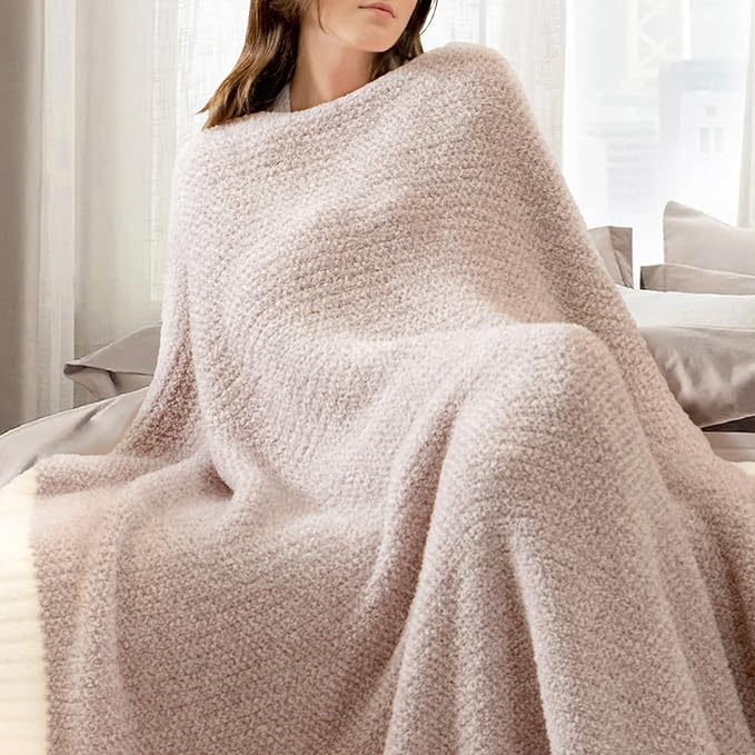 Snuggle Sac Taupe Blankets Twin Size, Reversible Super Soft Bed Blanket Warm Cozy Knit Fuzzy Plush Lightweight Blankets for Bed, Sofa, Living Room, Hotel, Heather Taupe, 60x80 inches