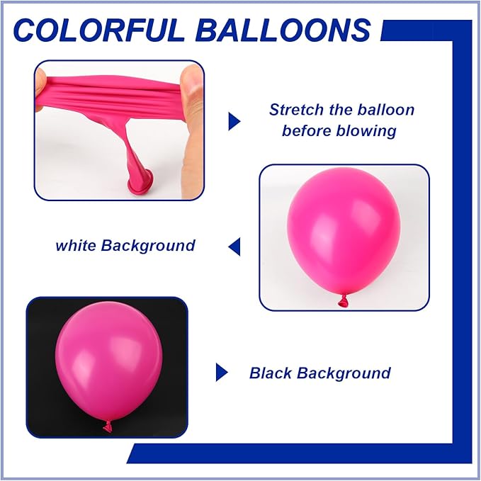 140pcs Hot Pink Round Balloons Different Sizes 18 12 10 5 Inch Latex Balloons for Arch Decoration Party Balloon Kit for Graduation Birthday Party Wedding Balloon Baby Shower Decoration