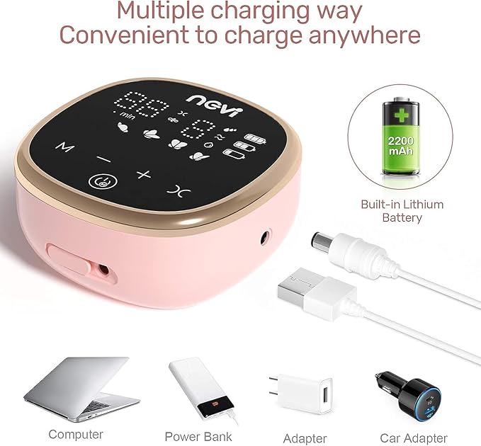 NCVI Electric Breast Pump 8782, Portable Hospital-Grade Double Pump with 4 Modes & 9 Levels, Anti-Backflow, Rechargeable Quiet Breastfeeding Pump for Efficient Comfortable Use at Home, Work or Travel