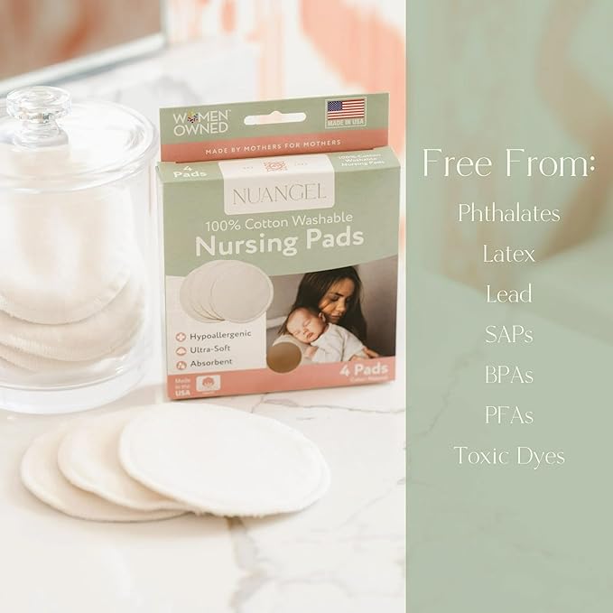 Natural Cotton Washable Nursing Pad, Essential for Newborn Care, Perfect Breast Pads for Leaking Milk, Nipple Pads for Nursing Newborns, Must-Have for Breastfeeding Moms (8 Pads per Package)