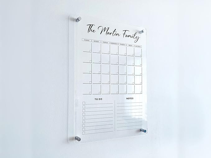 Acrylic Family Planner Wall Calendar - Personalized Calendar 2025, Personalized Dry Erase Board, Dry Erase Calendar, Monthly and Weekly Calendar, New Home Gift, Housewarming Gift