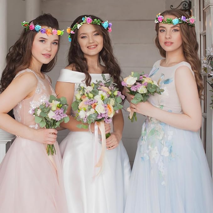 Syhood Rose Style Crowns Making Kit, 168 Pcs Parts, Make Your Own Flower Crown Wreath Headbands and Bracelets Craft Kit Hair Accessories Handmade DIY Floral Crown Garland Kit Presents for Party