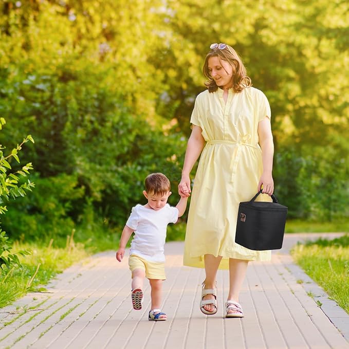 Accmor Breastmilk Cooler Bag with Ice Pack, Baby Bottle Cooler Bags, Insulated Bottle Cooler Tote Bags On The Go, Fits 6 Large 9oz Bottles, for Nursing Mom Daycare Travel, Black