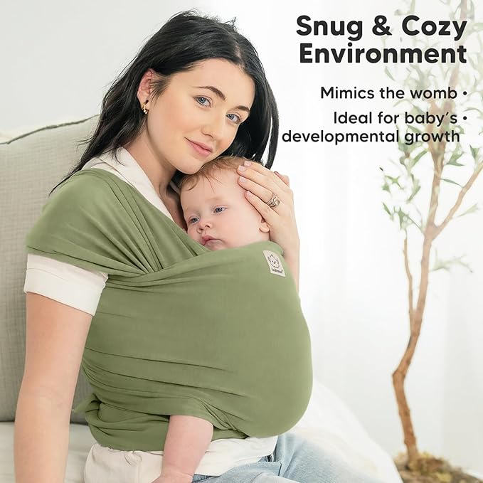 KeaBabies Baby Wrap Carrier - All in 1 Original Baby Carrier Newborn to Toddler Sling, Easy to Wear, Hands Free Bonding, Lightweight, Breathable Infant Wraps (Dusty Olive)