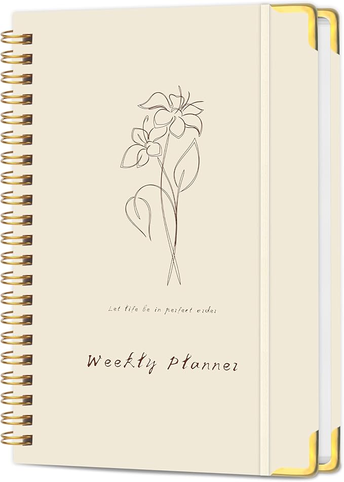 Undated Weekly Planner, Weekly To Do List Notebook with Goal & Habit Tracker Organizer, A5 5.8" x 8.0" Weekly Planner Notebook with Spiral Binding for Men or Women