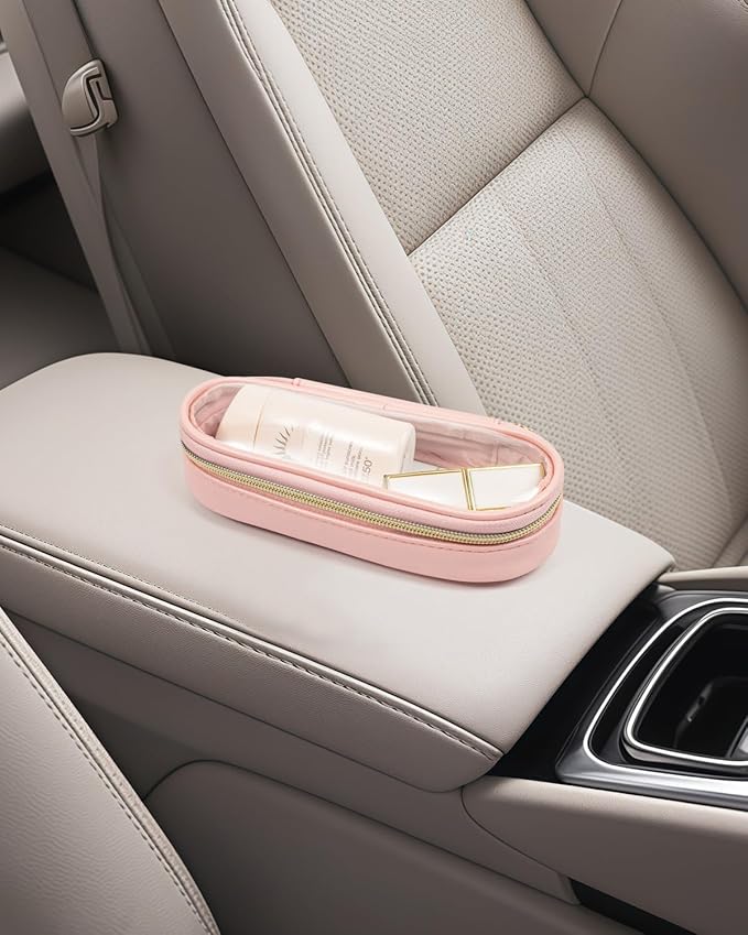 Clear Makeup Bag Small, TSA Approved Portable Toiletry Bag with Zipper Cosmetic Travel Bag Makeup Organizer Case Mini Makeup Pouch for Purse Car Organizer Bag for Women Men