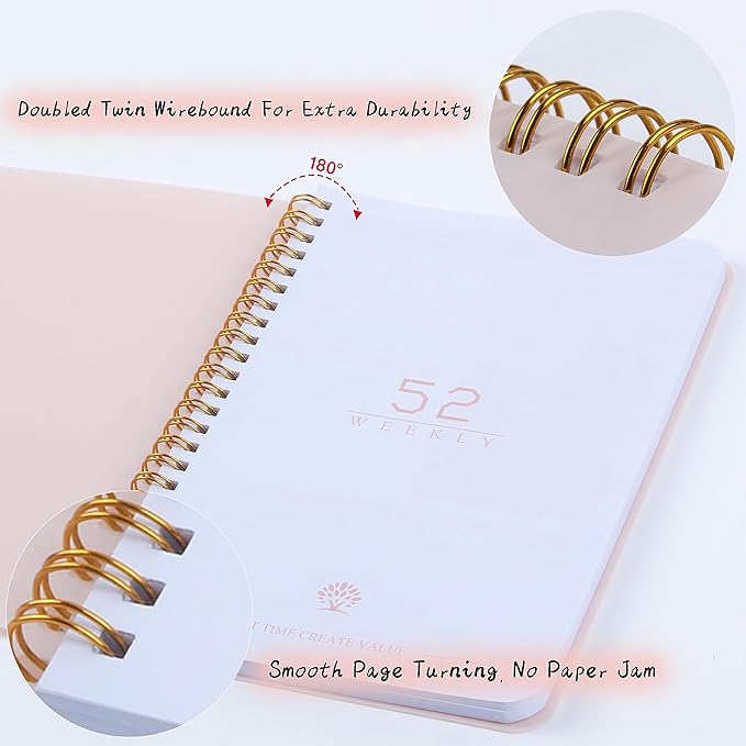 Weekly Planner Undated Planner Book with To-Do List,Weely Goals,Habit Tracker, 5.7"X 8" Inch for 52 Weeks Planning Pink for Women