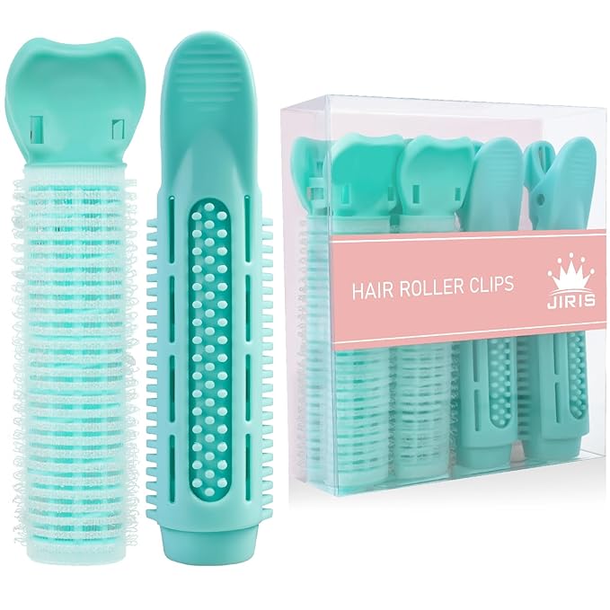 4PCS Volumizing Hair Clips for Root Lift & Volume - Instant Bangs Roller Clips for Effortless Curls & Lift - Velcro Rollers For Hair - Hair Rollers For Women - Cyan