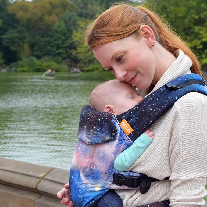 Beco Gemini Baby Carrier from Newborn to Toddler - Certified Ergonomic Newborn Baby Carrier for Infants and Children of 7-35 lbs - M Shape, Adjustable Seat, 100% Cotton (Carina Nebula)