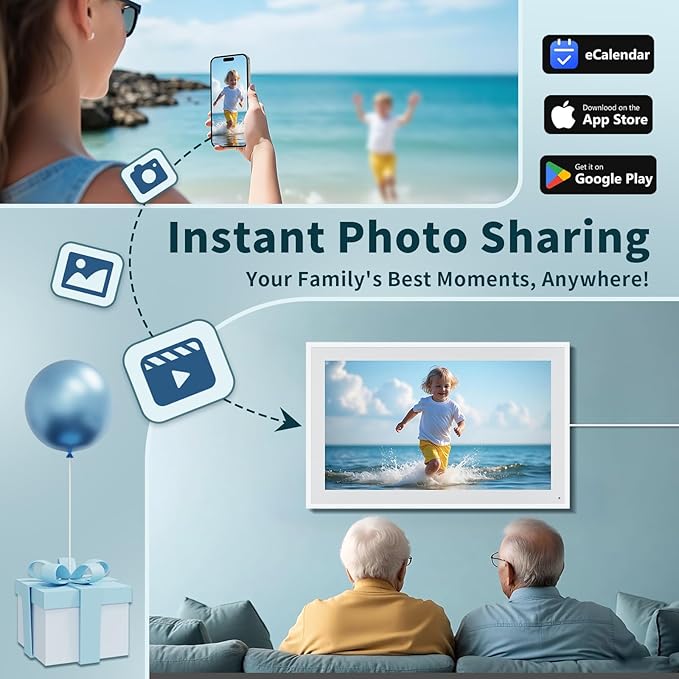 Digital Calendar, 21.5 Inch Wall Planner Digital Calendar & Chore Chart, IPS HD Touchscreen Interactive Display for Family Schedules, Streamline Household Organization, Wall Mount Included