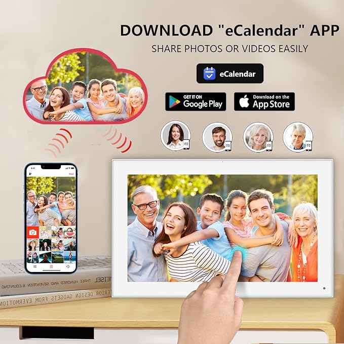 15.6 Inch Smart Digital Calendar Wall Planner & Chore Chart, IPS FHD 1920x1080 Touchscreen Interactive Display for Family Schedules, Streamline Household Organization