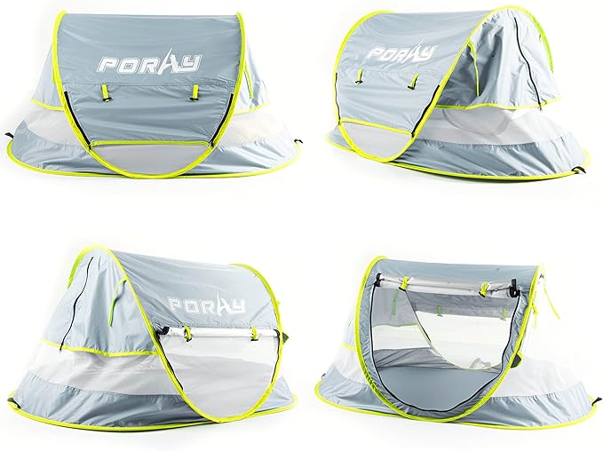 Poray Portable Baby Beach Tent with UPF 50+ Sun Shelter,Mosquito Net and Sunshade, Ideal Pop Up Kids Travel Tent with Carry Bag & 2 Stakes,Outdoor Indoor Play and Sun Protection