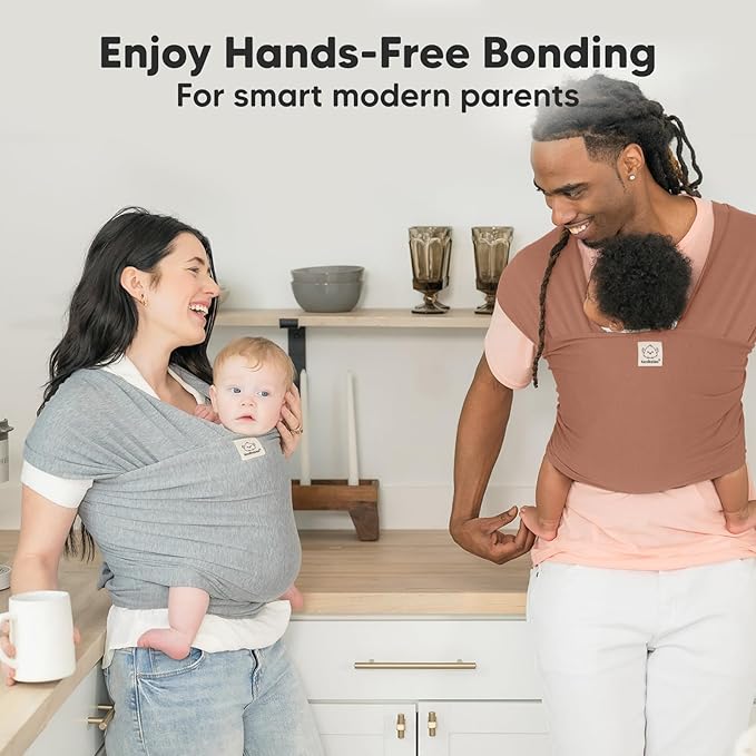 KeaBabies Baby Wrap Carrier - All in 1 Original Baby Carrier Newborn to Toddler Sling, Easy to Wear, Hands Free Bonding, Lightweight, Breathable Infant Wraps (Terracotta)