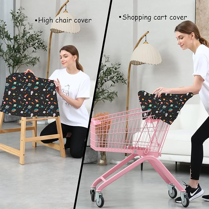 Carseat Covers Unisex - Black Creative Spacecraft Pattern Car Seat Canopy Cover for Babies, Multi-use Breastfeeding Cover, Baby Shower Gifts for Boy and Girls