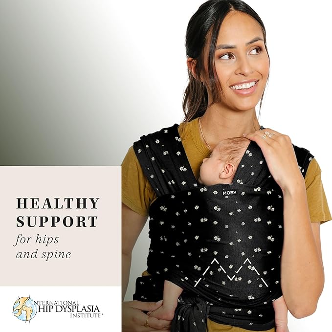 Moby Baby Wrap Carrier Classic for Newborns to Toddlers (8-33lbs), Infant Sling Carrier, Lightweight & Hands Free Design, Adjustable for All Body Types (Desert Daisy)