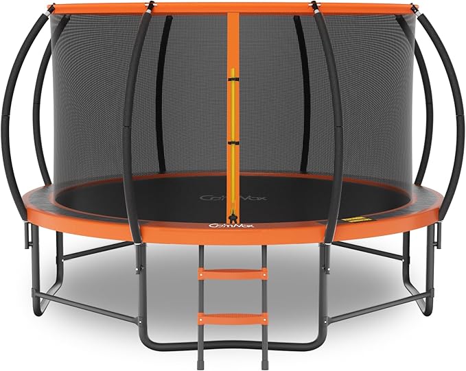 14FT 12FT 10FT 16FT Trampoline with Safety Enclosure, Anti-Rust Coating – ASTM Certified, Heavy-Duty Outdoor Trampoline with Ladder – for Kids & Adults