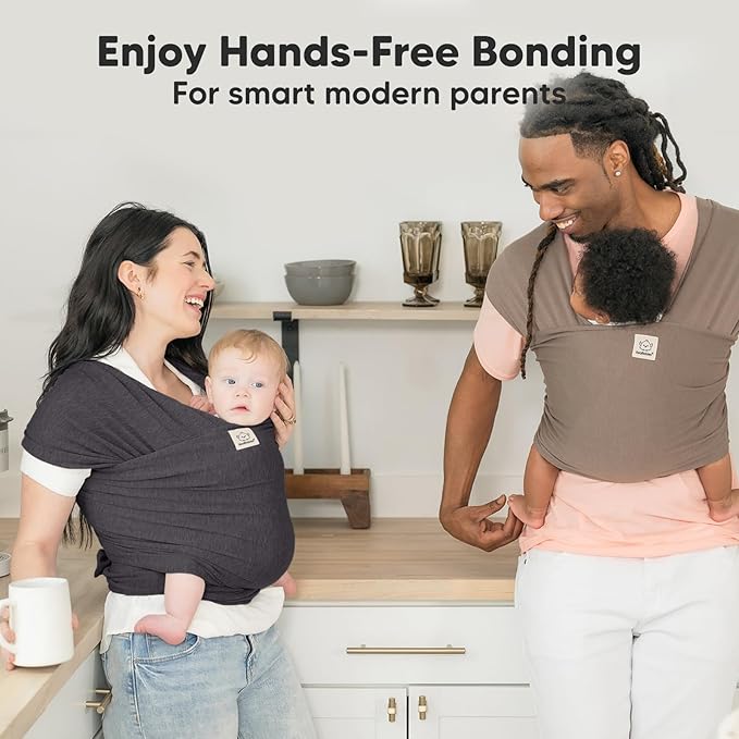 KeaBabies Baby Wrap Carrier - All in 1 Original Baby Carrier Newborn to Toddler Sling, Easy to Wear, Hands Free Bonding, Lightweight, Breathable Infant Wraps (Mystic Gray)