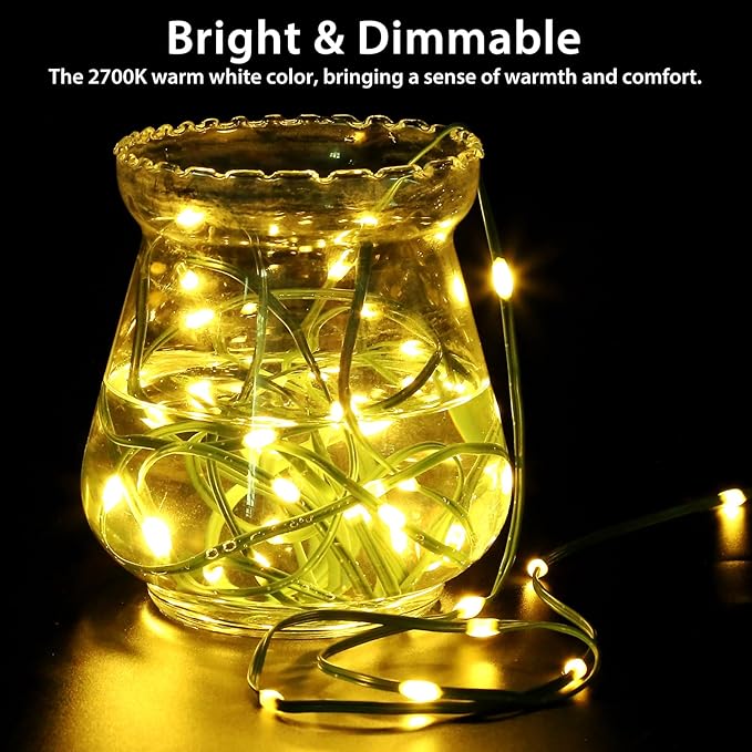 33ft Battery Operated String Lights (2 Pack), 100 LED Warm White & Multicolor Fairy String Lights Battery Powered w/Remote & Timer for Indoor Outdoor Christmas Trees Decoration Bedroom Patio