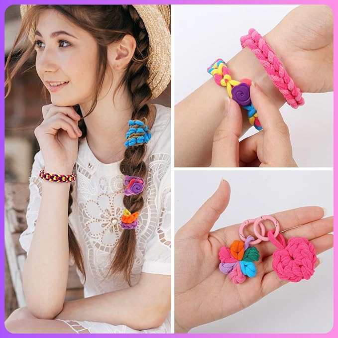 FUNiOi Kids Art and Craft Kit, Rubber Band Bracelet Make Toy, Cat Weaving Comb, 1000+ Colorful Hair Ties, DIY, Organizer Case, Gift for Girls 7-12 Years