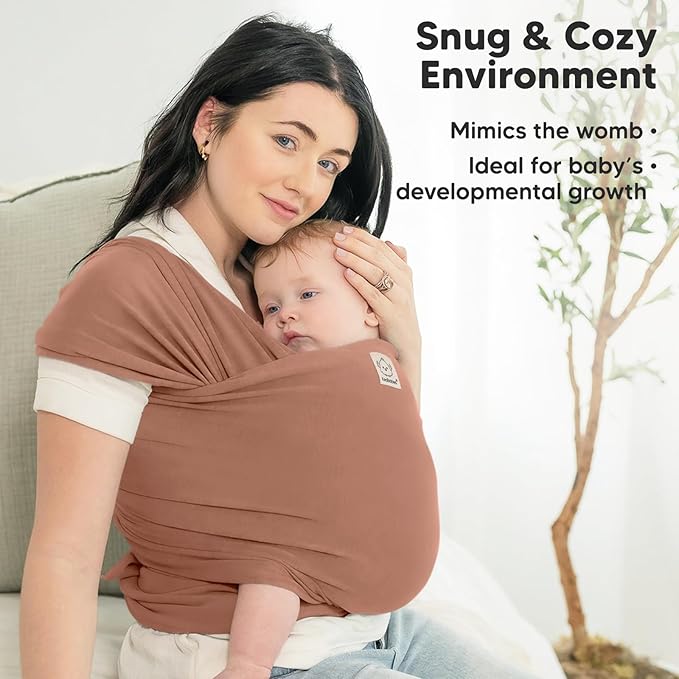 KeaBabies Baby Wrap Carrier - All in 1 Original Baby Carrier Newborn to Toddler Sling, Easy to Wear, Hands Free Bonding, Lightweight, Breathable Infant Wraps (Terracotta)