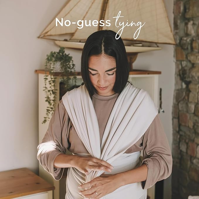 Boba Baby Wrap Carrier – Original Baby Sling Carrier for Newborns (7–35 lbs), Soft, Secure, Hands-Free & Ergonomic, Ideal for Comfortable Bonding, New Parents (Serenity Organic Stone)