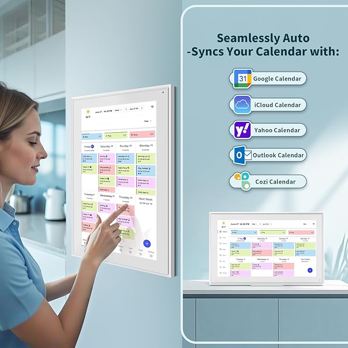 Digital Calendar, 15.6 Inch Wall Planner Digital Calendar & Chore Chart, IPS HD Touchscreen Interactive Display for Family Schedules, 2025 Calendar Share Photos/Schedules Instantly
