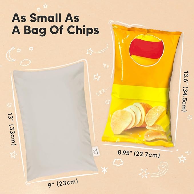 Mini Toddler Pillow with Pillowcase - 9x13 My Little Dreamy Travel Kids Pillow for Sleeping, Toddler Bed, Small, Tiny, Organic Cotton Pillowcase, Soft & Breathable, Kids 2-4 Years Old (French Gray)