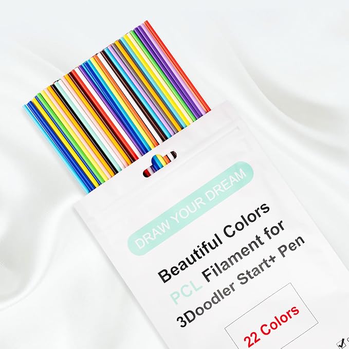 22 Colors 3D Doodler Pen Refills Only Fit for 3Doodler Start+ 3D Pen Low Printing Temperature PCL Filament 3Doodler Start Refills Packs Each Color 15.2 cm x 5 pcs Total 110 pcs