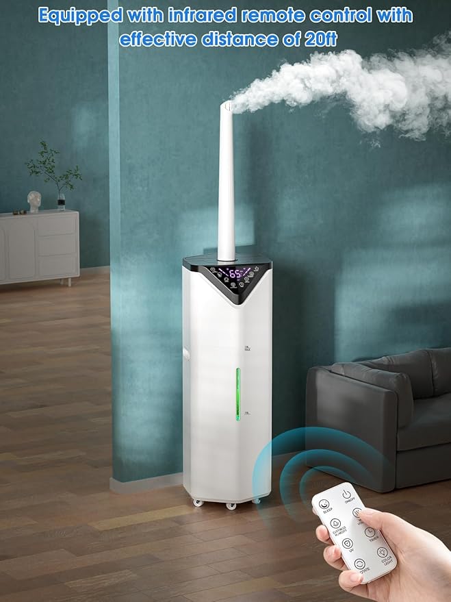 19L/5Gal Humidifiers for Bedroom Large Room 2800 sq ft, Quiet Humidifiers for Large Room, Floor Humidifier with 3 Mist Mode & Auto 180°Mist Tube for Home Whole House School Office Commercial Plants