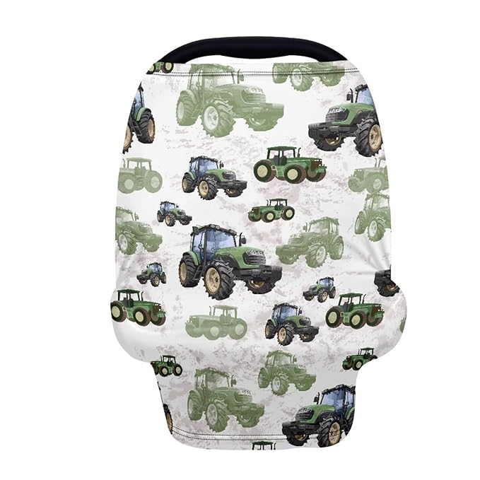 Binienty Womens Nursing Cover Breastfeeding Scarf, Truck Tractor Print Baby Car Seat Covers Multi Use Newborn Carrier/Stroller/Shopping Cart, Girl Boy Stroller Cover Gifts