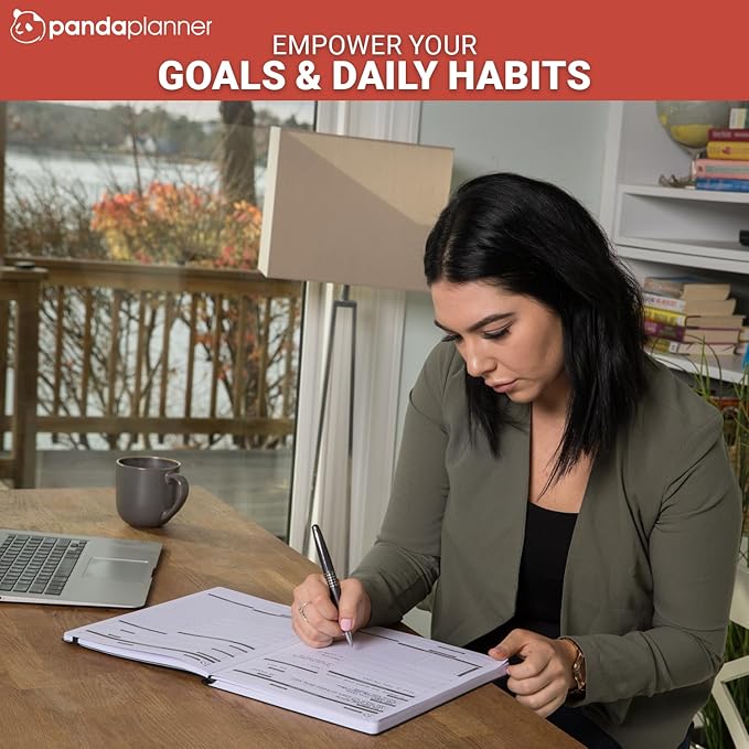 Panda Planner Pro 2025-2026 – Daily, Weekly & Monthly Planner for Productivity – Large 8.5x11 Undated Day Planner, Goal Planner, Project Organizer & Habit Tracker Notebook – Orange