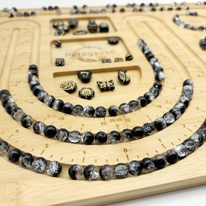 Petoysoso Bead Board for Jewelry Making, Bamboo Beading Board for Jewelry Bracelet Making, Bracelet Bead Board, Beading Trays Jewelry Design Mats for Bracelet, Necklace, Jewelry Making 15x11.5x0.5 in