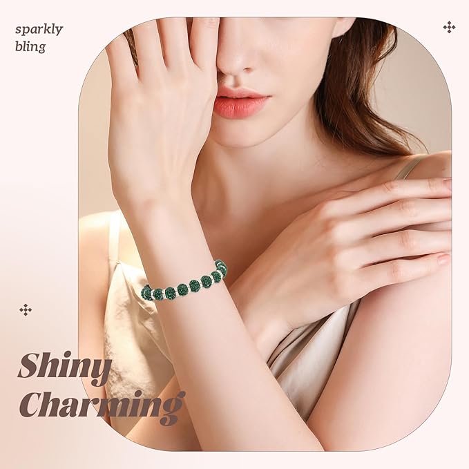 160pcs 10mm Rhinestone Beads for Jewelry Making, Dark Green Shiny Round Disco Ball Beads Bulk, Sparkle Crystal Clay Christmas for Bracelet Baseball Necklace Earring Crafting and DIY