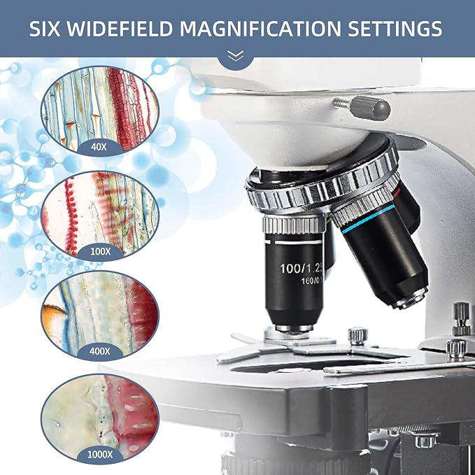 SWIFT SW380B Compound Binocular Microscope 40X-2500X, with 5MP USB Camera,Microscope Lens Adapter and 100 PCS Slide Kit