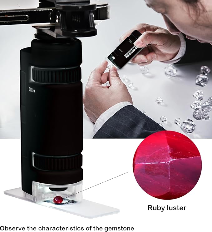 EasyMicro LED Lighted Pocket Microscope 60-120X Magnification Black Color