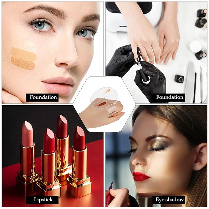2 Pcs Makeup Hand Palette Foundation Palette Foundation Mixing Palette Hand-Held Nail Art Manicure Palette Clear Makeup Palette for Mixing Foundation Eye Shadow Nail Art