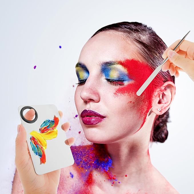 2 in-1 Set Make up Mixing Palette, Foundation Mixing Palette Stainless Steel Makeup Palette with Makeup Spatula for Professional Cosmetic Artist Make up Palette for Mixing Foundation Nail-Art