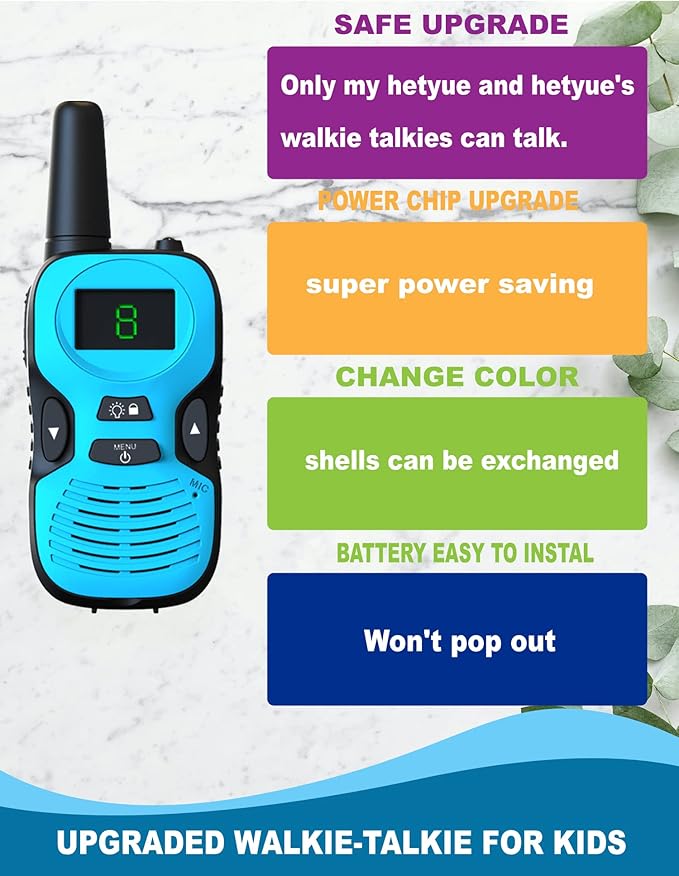 2Pcs Walkie Talkies for Kids Toys: Outdoor Toys for 3 4 5 6 7 8 9 10 11 12 Year Old Boys Girls Walkie Talkie Birthday Gifts - Long Range Camping Backyard Wakie-Talkies Party Favors Walky Talky