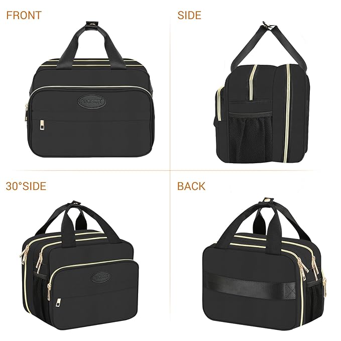 PIIOSER Insulated Baby Bottle Bag with Ice Pack, Breastmilk Cooler Compatible with Wearable Breast Pumps & Accessories - Breastfeeding On The Go Travel for Nursing & Working Moms, Black