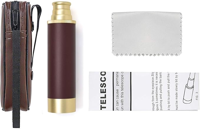 Pirate Monocular Telescope for Kids & Adults, Handheld Collapsible Brass Telescope 25x30 Zoomable Portable Pirate Spyglass for Cruise Ship Travel Watching Games Hiking Hunting and More